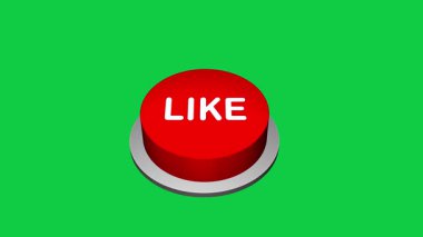 Beyaz ve yeşil arkaplandaki yuvarlak tuş animasyonu gibi 3D 'ye basılıyor. Yuvarlak düğmeli 