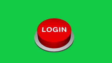 Beyaz ve yeşil arkaplandaki 3d giriş yuvarlak tuş animasyonuna basılıyor. Giriş sözcüğüyle yuvarlak düğme. Giriş Tuşu Canlandırması 'na bas. 3d büyük Basın Giriş düğmesi