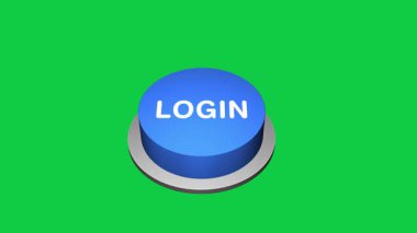 Beyaz ve yeşil arkaplandaki 3d giriş yuvarlak tuş animasyonuna basılıyor. Giriş sözcüğüyle yuvarlak düğme. Giriş Tuşu Canlandırması 'na bas. 3d büyük Basın Giriş düğmesi