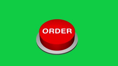 3d Sipariş yuvarlak tuş animasyonu beyaz ve yeşil arkaplan sıralaması. Yuvarlak düğmeli emir. Order Button Animasyon 'a bas. 3d büyük Basın Sırası düğmesi