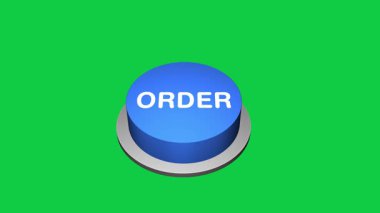 3d Sipariş yuvarlak tuş animasyonu beyaz ve yeşil arkaplan sıralaması. Yuvarlak düğmeli emir. Order Button Animasyon 'a bas. 3d büyük Basın Sırası düğmesi