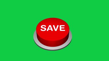 3d Kaydet düğmesine basın. Canlandırma beyaz ve yeşil arkaplan. Yuvarlak tuşlu 