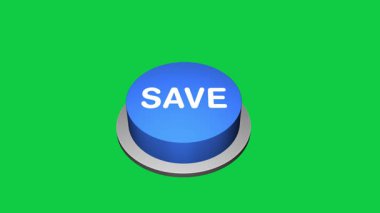 3d Kaydet düğmesine basın. Canlandırma beyaz ve yeşil arkaplan. Yuvarlak tuşlu 