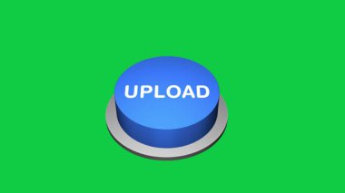 3d 'ye basarak beyaz ve yeşil arkaplandaki yuvarlak tuş animasyonunu yüklüyorum. Yuvarlak düğme ve yükleme kelimesi. Gönderme Tuşu Canlandırması 'na bas. 3d büyük Gönder düğmesi