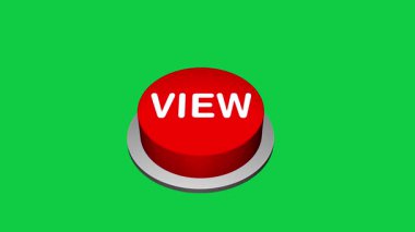 Beyaz ve yeşil arkaplanda 3d Görünüm yuvarlak tuş animasyonuna basılıyor. Yuvarlak düğmeli 