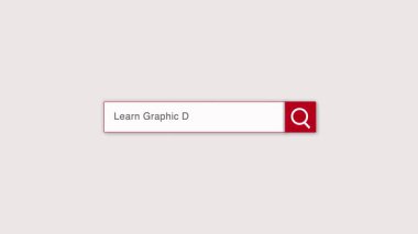 Arama Motoru Çubuğunda Yazılan Grafik Tasarımı Öğren. Arama motoru animasyonu, animasyonu arayan özel kelimeler yazdı. 3D simge animasyonunu ara. Basit hareket canlandırması