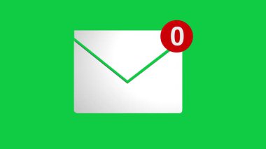 Gelen kutusu bildirim ileti sayacı ile gelen kutusu işareti. Yeni mesaj. Ekrandaki bülten. 3D canlandırma işlemi. İş mektupları. İnternet reklamcılığı konsepti. iletişim sosyal medyası