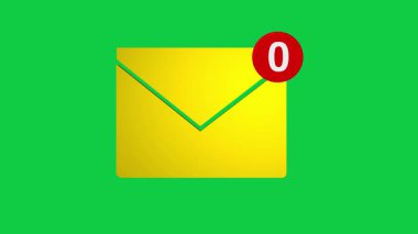Gelen kutusu bildirim ileti sayacı ile gelen kutusu işareti. Yeni mesaj. Ekrandaki bülten. 3D canlandırma işlemi. İş mektupları. İnternet reklamcılığı konsepti. iletişim sosyal medyası