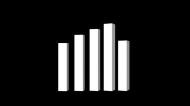 3d Animasyon piyasası finansal büyüme grafiği. Ekonominin büyüme çubuğu tablosu şeffaf arkaplanda. Beş periyotta ilerleyen büyümeyi gösteren bir iş bilgisi grafiği. 3d Artan Çizelge