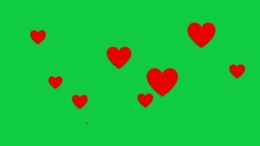 Uçan ikonu seviyorum. Şeffaf arkaplanda kalp kutlaması olan ikon döngüsü animasyonu. kırmızı kalpler uçan döngü animasyonu