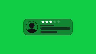 Yeşil ekran arka planında üç yıldız sınıflandırma ve geri bildirim konsepti. 3.5 yıldız puanlı müşteri değerlendirmeleri geri bildirim konsepti. Beş üzerinden üç.