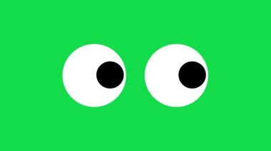 Yeşil ekranda yanıp sönen göz animasyonu. Çizgi film gözleri yanıp sönüyor ve hareketli animasyon. Animasyon göz kapanışı. Göz açıp kapayıncaya kadar. Doğrusal simge döngüsü videosu