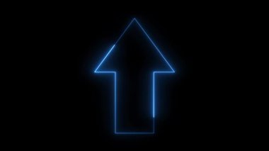 Siyah arkaplanı işaret eden ışıklı ok işareti. Katı ok simgesini işaret eden neon ok parlak işaret animasyonu. Parlak yön yukarı ok neon işareti