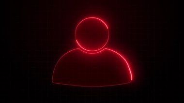 Parlayan neon kullanıcı hesabı simgesi izole edilmiş canlandırma. neon profil simgesi animasyonu. Sosyal Ortam kullanıcı simgeleri ve teknolojik dijital veri arkaplanı