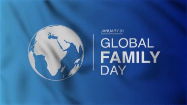 Küresel Aile Günü Dalga arka planında pürüzsüz bir döngü ile Bağlantı ve Dünya Barışı Animasyonunu Kutluyor