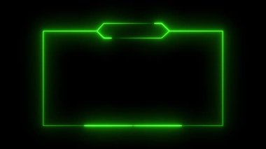 Siyah arkaplanda canlı yayında neon çerçeve animasyonu. neon çerçeve canlı yayın oyunu Live Stream kaplaması animasyonu