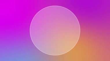 Buzlu cama benzemesi için tasarlanmış daire şeklinde bir arka plan. Cam daire kaplamalı soyut animasyon renk eğimleri arkaplanı