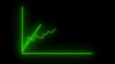Neon hattı tasarruf oranları yukarı ve aşağı hareket ediyor. Artan tasarruf oranlarıyla çizelge. Neon Borsası Büyüme Konsepti. Parlayan neon iş grafiği. İş ve ticaret animasyon kavramı 