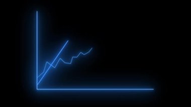 Neon hattı tasarruf oranları yukarı ve aşağı hareket ediyor. Artan tasarruf oranlarıyla çizelge. Neon Borsası Büyüme Konsepti. Parlayan neon iş grafiği. İş ve ticaret animasyon kavramı 