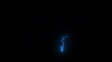 Kolombiya haritası animasyonu, Parlayan neon Kolombiya haritası animasyon arka planı. Kırsal alan çizgisi animasyonu. Coğrafya için dijital ülke ana hatları simgesi