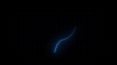 Ekvador haritası animasyonu, Parlayan Neon Ekvador haritası animasyon arka planı. Kırsal alan çizgisi animasyonu. Coğrafya için dijital ülke ana hatları simgesi