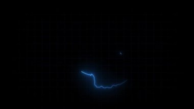 Tunisia map animation, Glowing neon Tunisia map animation background. country territory outline animation. Digital country outline icon for geography