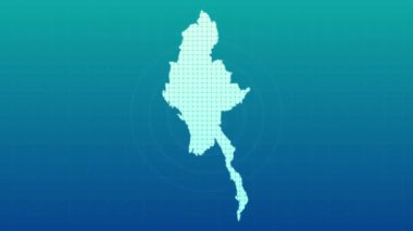 Myanmar map animation, Glowing neon Myanmar map animation background. country territory outline animation. Digital country outline icon for geography