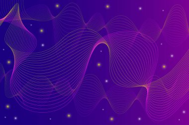 soyut mor arkaplan çizgiler, dalgalar, elle çizilen yıldızlar.