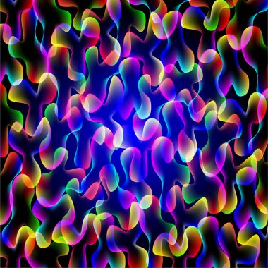 çok renkli saydam şekil ve dairelere sahip soyut renkli siyah arkaplan.