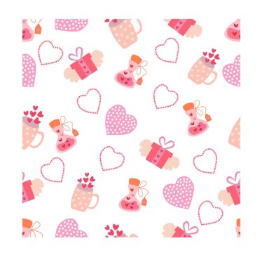 Renksiz desenli sevgililer günü el çizimi vektörü.