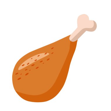 Kemikte kızarmış et, beyaz bir arka planda. vekor.