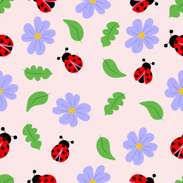 ladybirds ve çiçekler ile Seamless Modeli