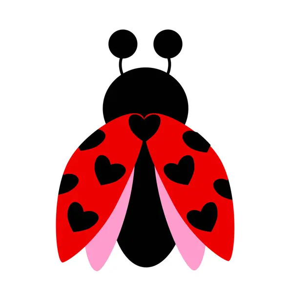 Beyaz arka planda kalpleri olan sevimli uğur böceği. El çizimi. vektör.