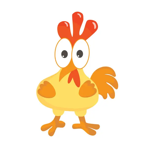 Beyaz arka planda renkli sarı tavuk, el çizimi. vektör.