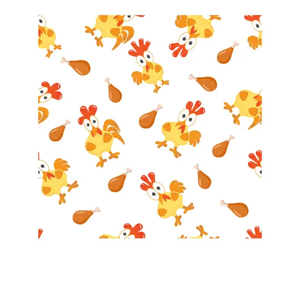 Renkli tavuk ve kızarmış bacaklar beyaz arka planda, pürüzsüz desen