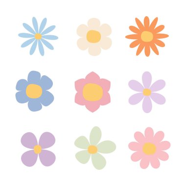 El çizimi çiçek seti vektörü.