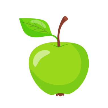 yeşil tatlı ve lezzetli elma. Doğal meyveler, elle çizilmiş.