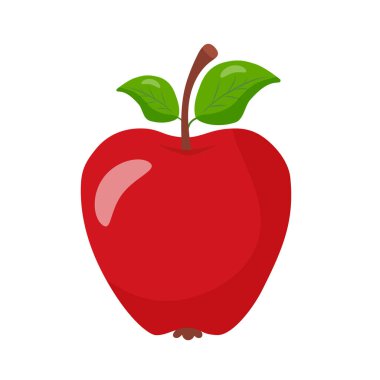 Kırmızı tatlı ve lezzetli elma. Doğal meyveler, elle çizilmiş.