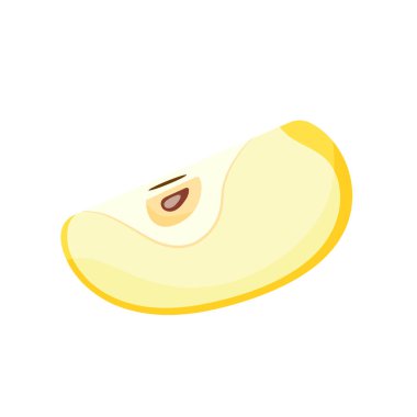 Kesilmiş sarı elma dilimi. Doğal meyveler, elle çizilmiş.