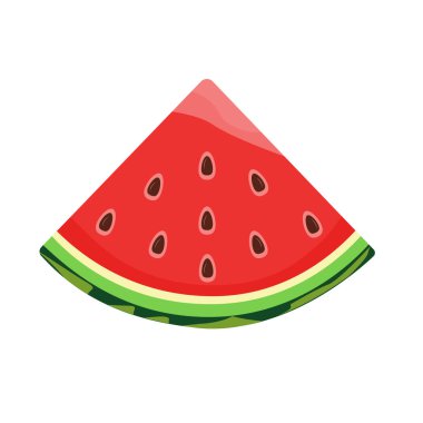 Olgun, sulu karpuz dilimi. Karpuz dilimi vektör simgesinin düz çizimi
