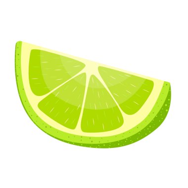 Beyaz arka planda dilimleri olan yeşil limon. Vektör grafik tasarım elementleri. el çizimi.