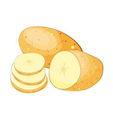 Patates dilimleri, dilimler, dilimler, beyaz arka planda izole edilmiş.