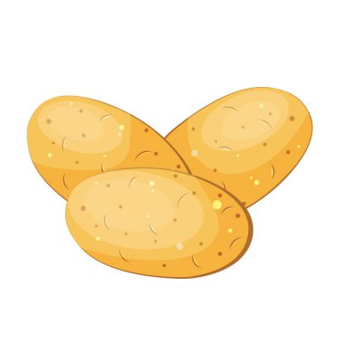 Beyaz arka planda izole edilmiş, elle çizilmiş patatesler.