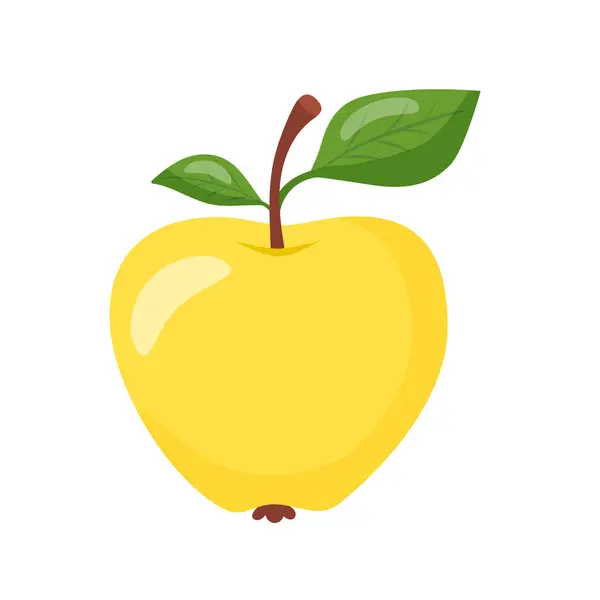 Sarı tatlı ve lezzetli elma. Doğal meyveler, el çizimi..
