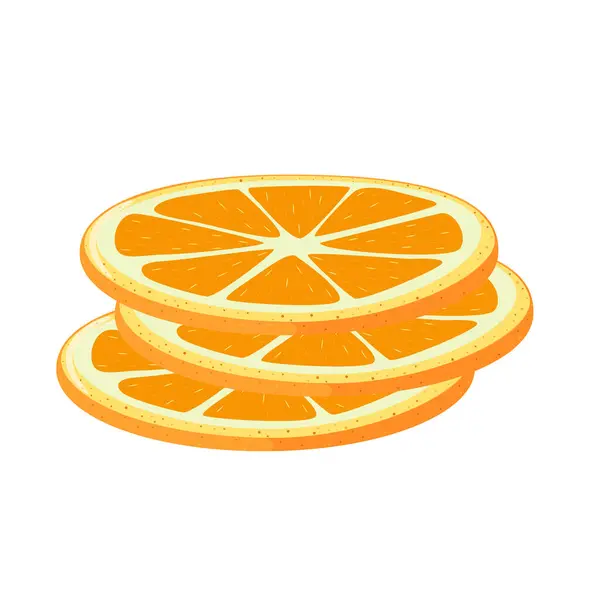 Yuvarlak portakal dilimleri. Citrus meyve ikonu. Düz dizayn. Beyaz arkaplana çizilmiş vektör illüstrasyonu.