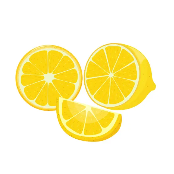 Yarım set, yuvarlak dilimlenmiş ve beyaz arka planda sarı limon dilimi. Tropik meyve mevsimi