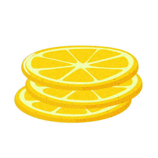Yuvarlak sarı limon dilimleri. Citrus meyve ikonu. Düz dizayn. Vektör illüstrasyonu beyaz arkaplanda izole edildi