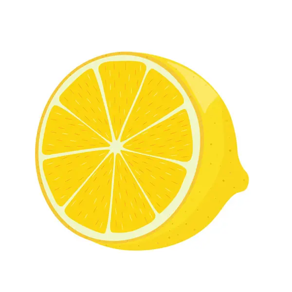 Beyaz arkaplana çizilmiş sarı limon dilimi ve vektör grafikleri..