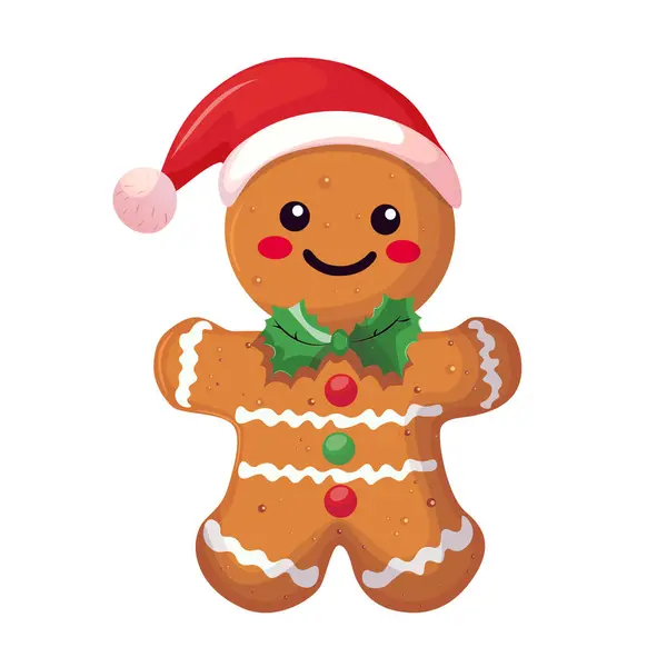 Beyaz arka planda Noel zencefilli adam eli çizilmiş.