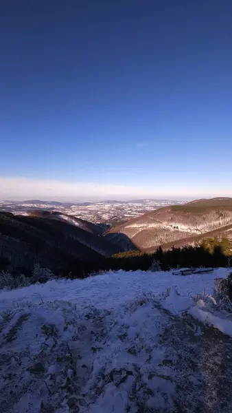 Arkasında bir dağ olan güzel bir manzara.